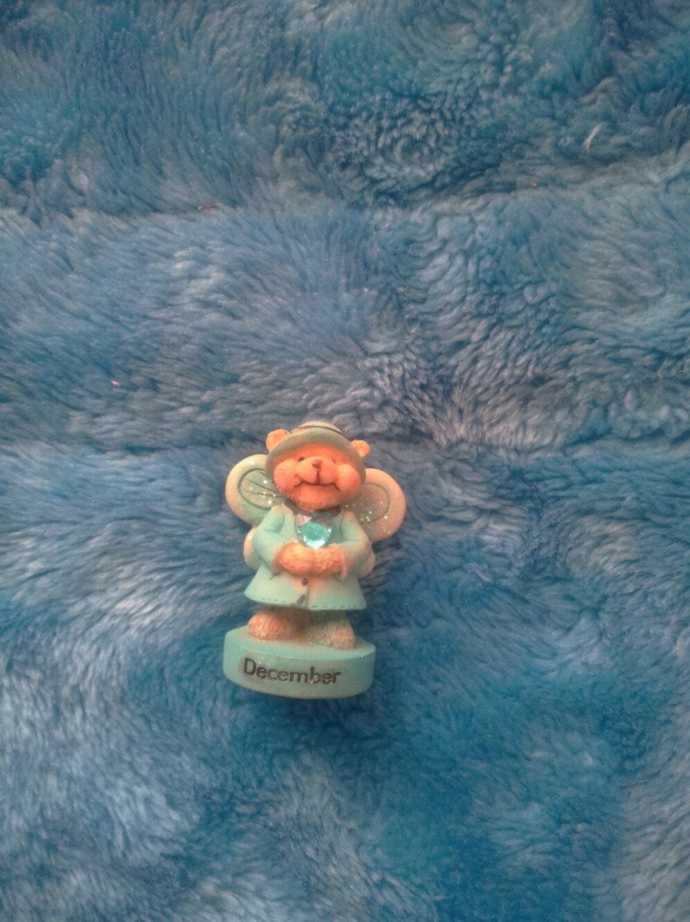 December Bear Figurine in Light Blue